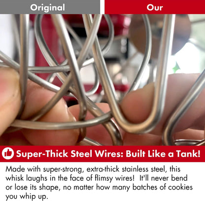 QAP Stainless Steel Wire Whip Fits KitchenAid 4.5 5 QT Tilt Head