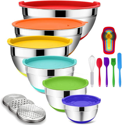 20PCS Stainless Steel Mixing Bowls with Airtight Lids Set