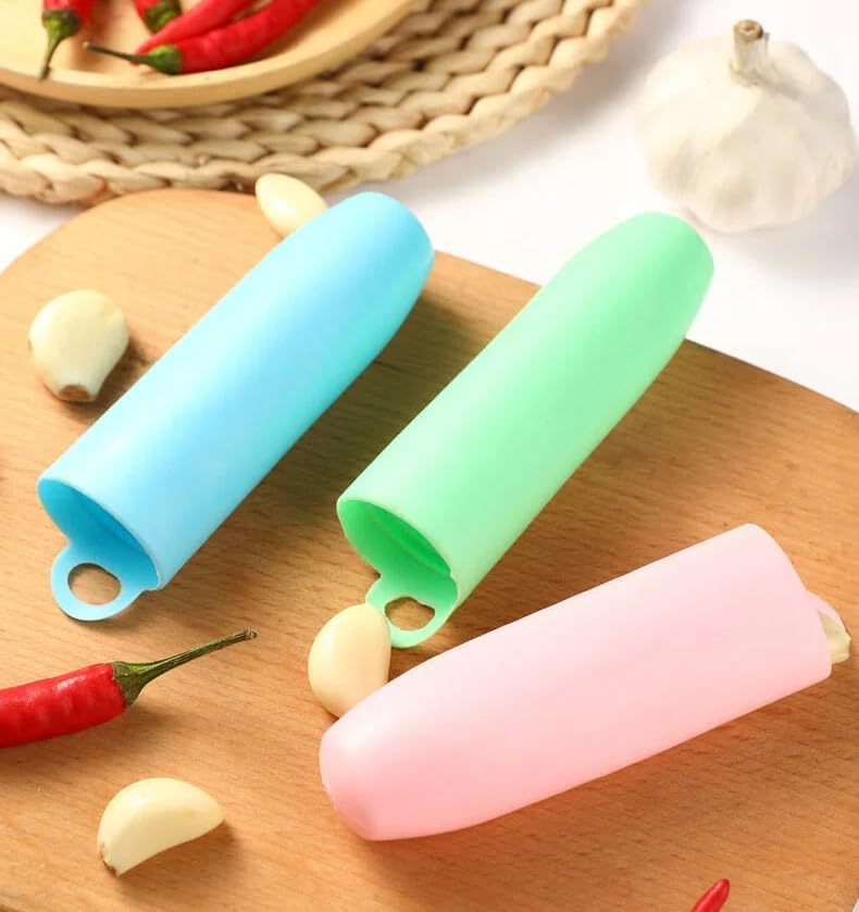 Silicone Garlic Peeler Roller Tube - Effortless Handheld Kitchen Tool for Quick Garlic Skin Removal, Mess-Free Peel in Seconds, Intact Cloves, Odor-Free Hands, BPA-Free, Dishwasher Safe, Random Color
