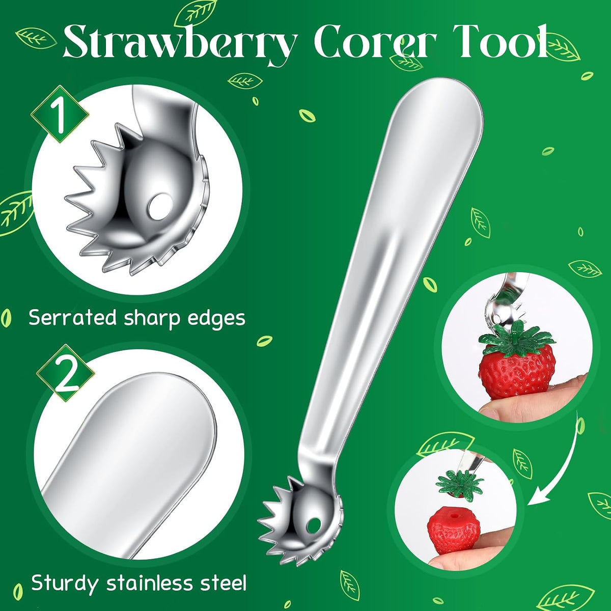2 Pcs Strawberry Huller Tomato Corer Scooper Stainless Steel