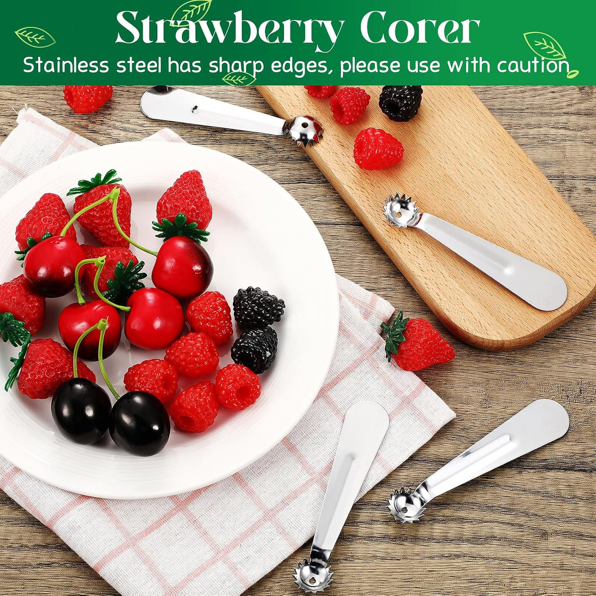 2 Pcs Strawberry Huller Tomato Corer Scooper Stainless Steel