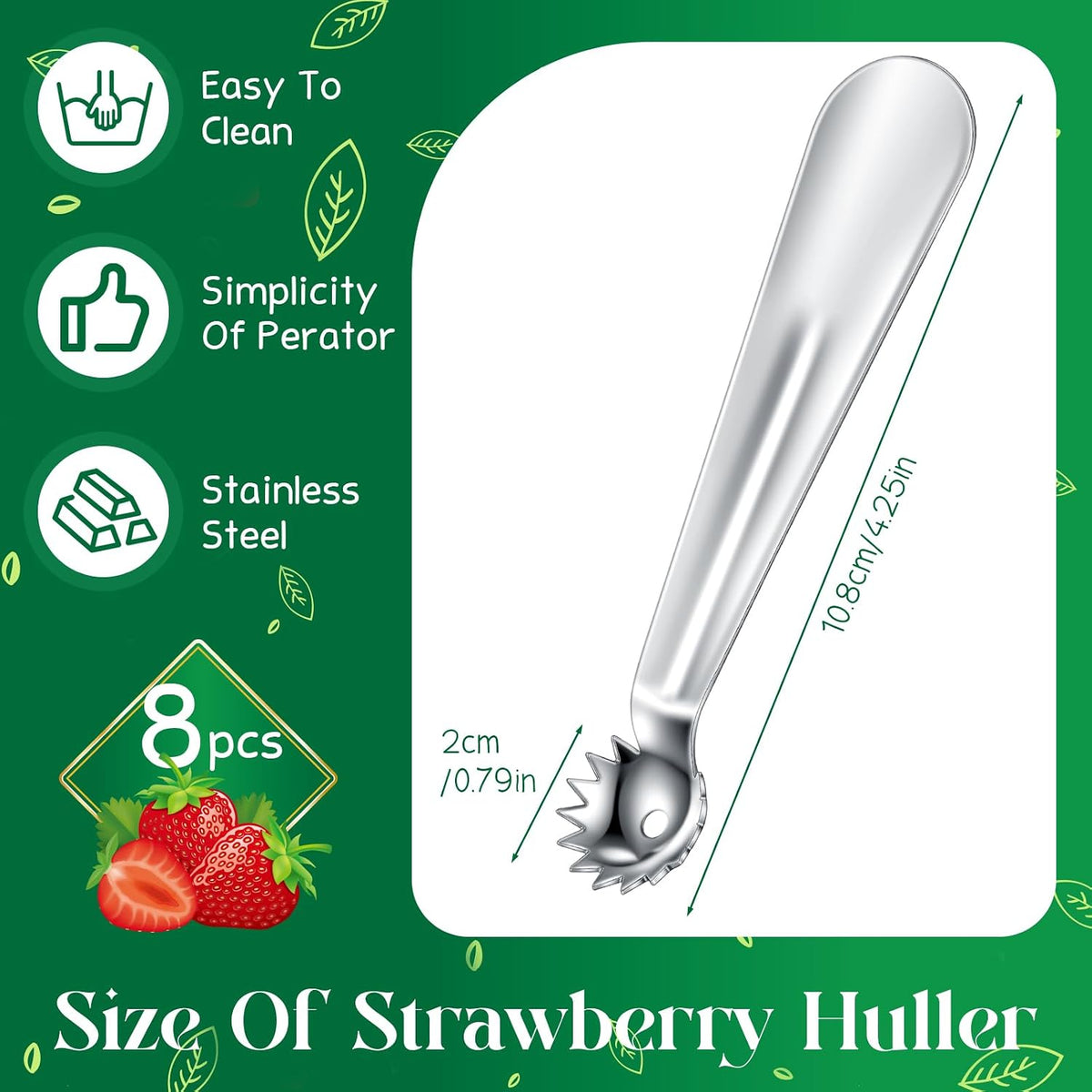 2 Pcs Strawberry Huller Tomato Corer Scooper Stainless Steel