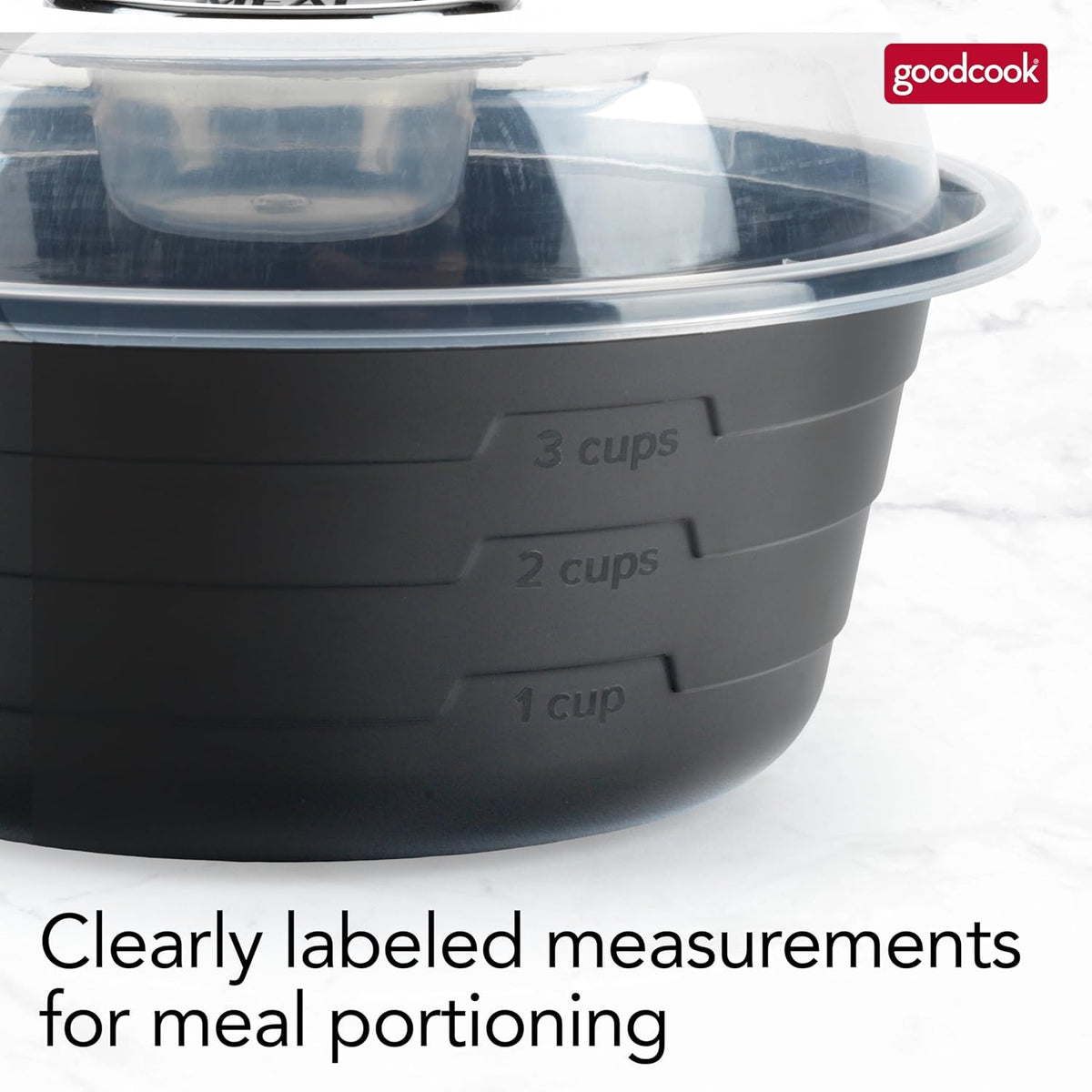 4-Cup Meal Prep Bowls Set with Lids and Dressing Cup, Microwavable Food Storage Containers for Meal Prepping, Set of 10, Black