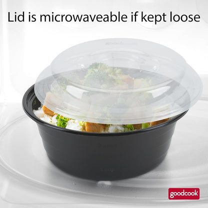 4-Cup Meal Prep Bowls Set with Lids and Dressing Cup, Microwavable Food Storage Containers for Meal Prepping, Set of 10, Black