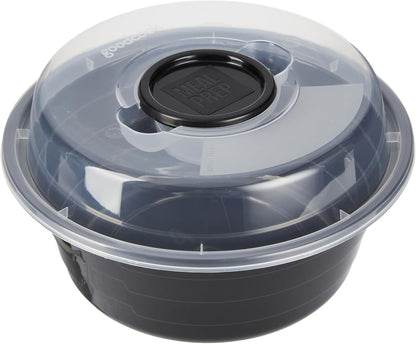 4-Cup Meal Prep Bowls Set with Lids and Dressing Cup, Microwavable Food Storage Containers for Meal Prepping, Set of 10, Black