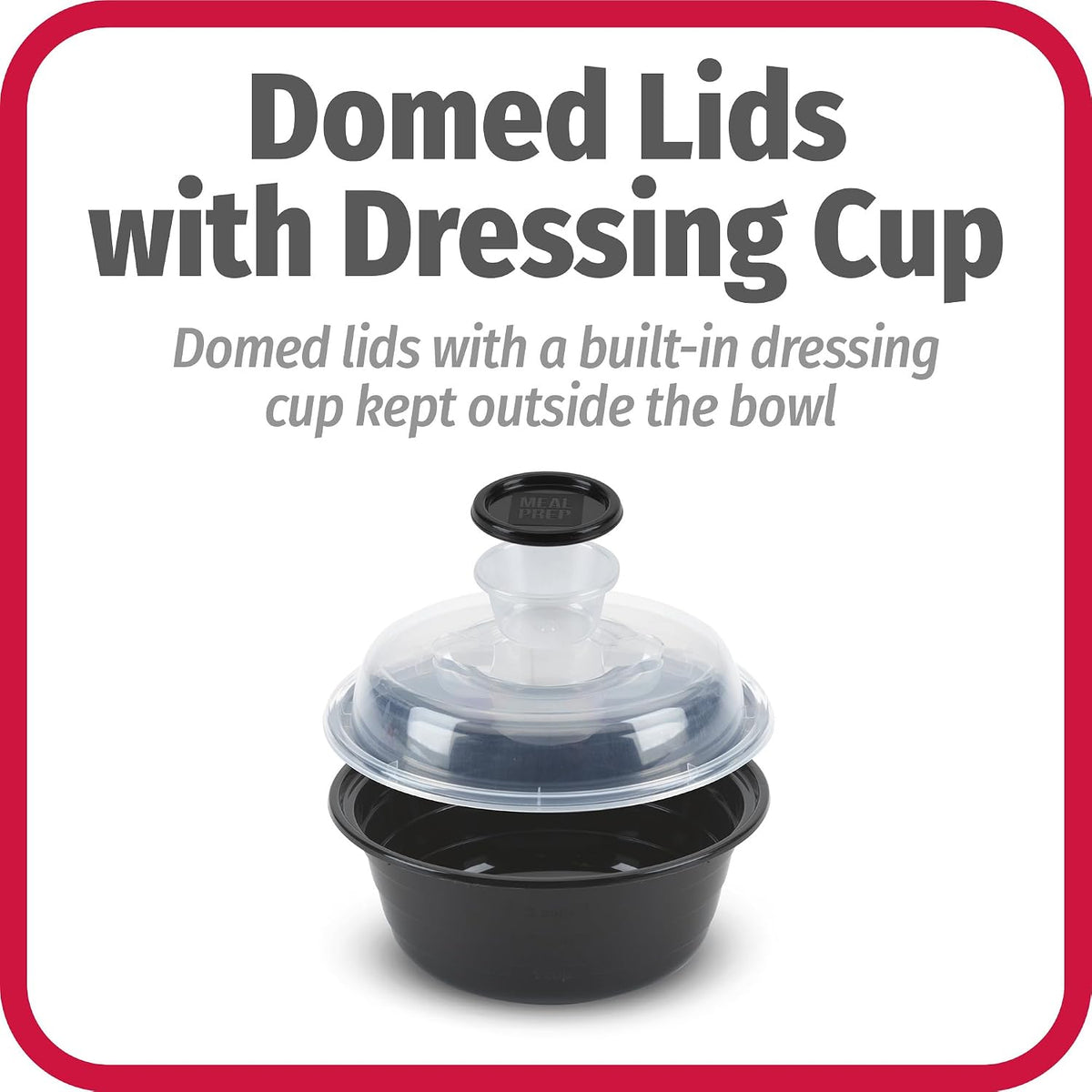 4-Cup Meal Prep Bowls Set with Lids and Dressing Cup, Microwavable Food Storage Containers for Meal Prepping, Set of 10, Black