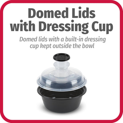 4-Cup Meal Prep Bowls Set with Lids and Dressing Cup, Microwavable Food Storage Containers for Meal Prepping, Set of 10, Black