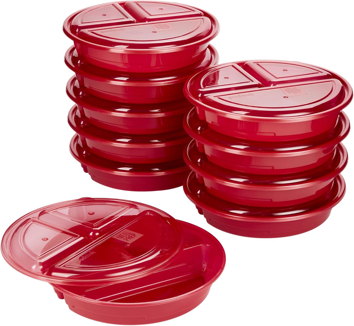 4-Cup Meal Prep Bowls Set with Lids and Dressing Cup, Microwavable Food Storage Containers for Meal Prepping, Set of 10, Black