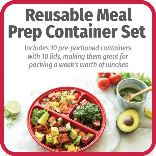 4-Cup Meal Prep Bowls Set with Lids and Dressing Cup, Microwavable Food Storage Containers for Meal Prepping, Set of 10, Black