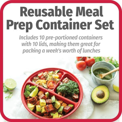 4-Cup Meal Prep Bowls Set with Lids and Dressing Cup, Microwavable Food Storage Containers for Meal Prepping, Set of 10, Black