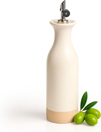 TOMO Ceramic Olive Oil Dispenser Bottle 22oz, Wide Mouth Easy Fill Design, Spill-Free Spout, Large Capacity