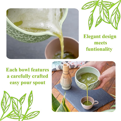 Whisk Set- Matcha Set includes Matcha Bowl, Sifter, Holder and Scoop- The Perfect Bamboo Whisk for Matcha Tea (Pink)
