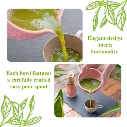Whisk Set- Matcha Set includes Matcha Bowl, Sifter, Holder and Scoop- The Perfect Bamboo Whisk for Matcha Tea (Pink)