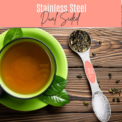 Stainless Steel Magnetic Measuring Spoons Set – 9 Pieces Dual-Sided Stackable Magnetic Teaspoons and Tablespoons for Dry & Liquid Ingredients – Kitchen Gadgets for Baking & Cooking – Black