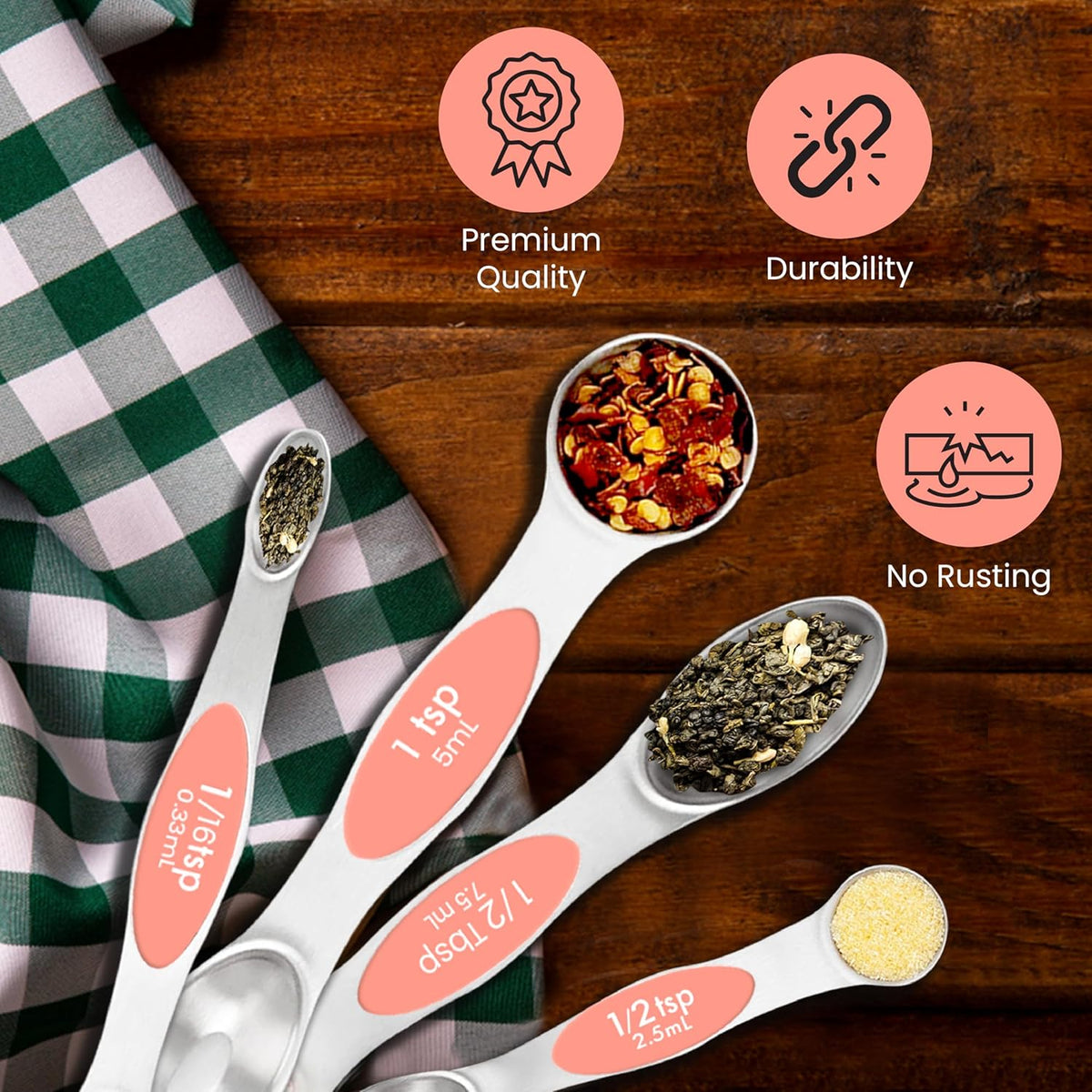 Stainless Steel Magnetic Measuring Spoons Set – 9 Pieces Dual-Sided Stackable Magnetic Teaspoons and Tablespoons for Dry & Liquid Ingredients – Kitchen Gadgets for Baking & Cooking – Black