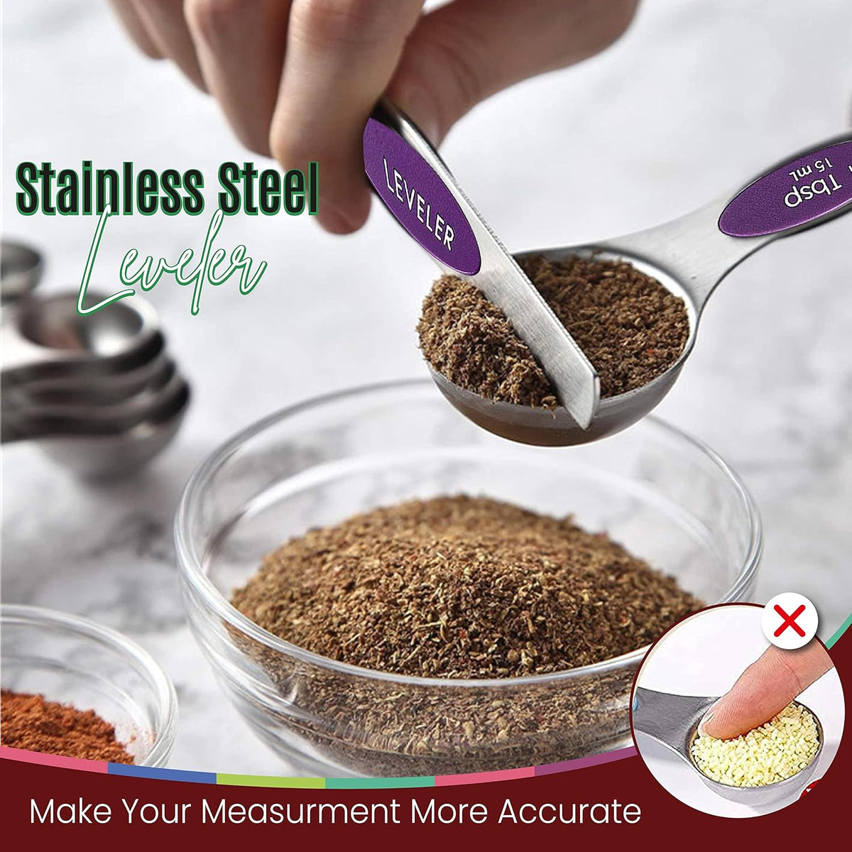 Stainless Steel Magnetic Measuring Spoons Set – 9 Pieces Dual-Sided Stackable Magnetic Teaspoons and Tablespoons for Dry & Liquid Ingredients – Kitchen Gadgets for Baking & Cooking – Black