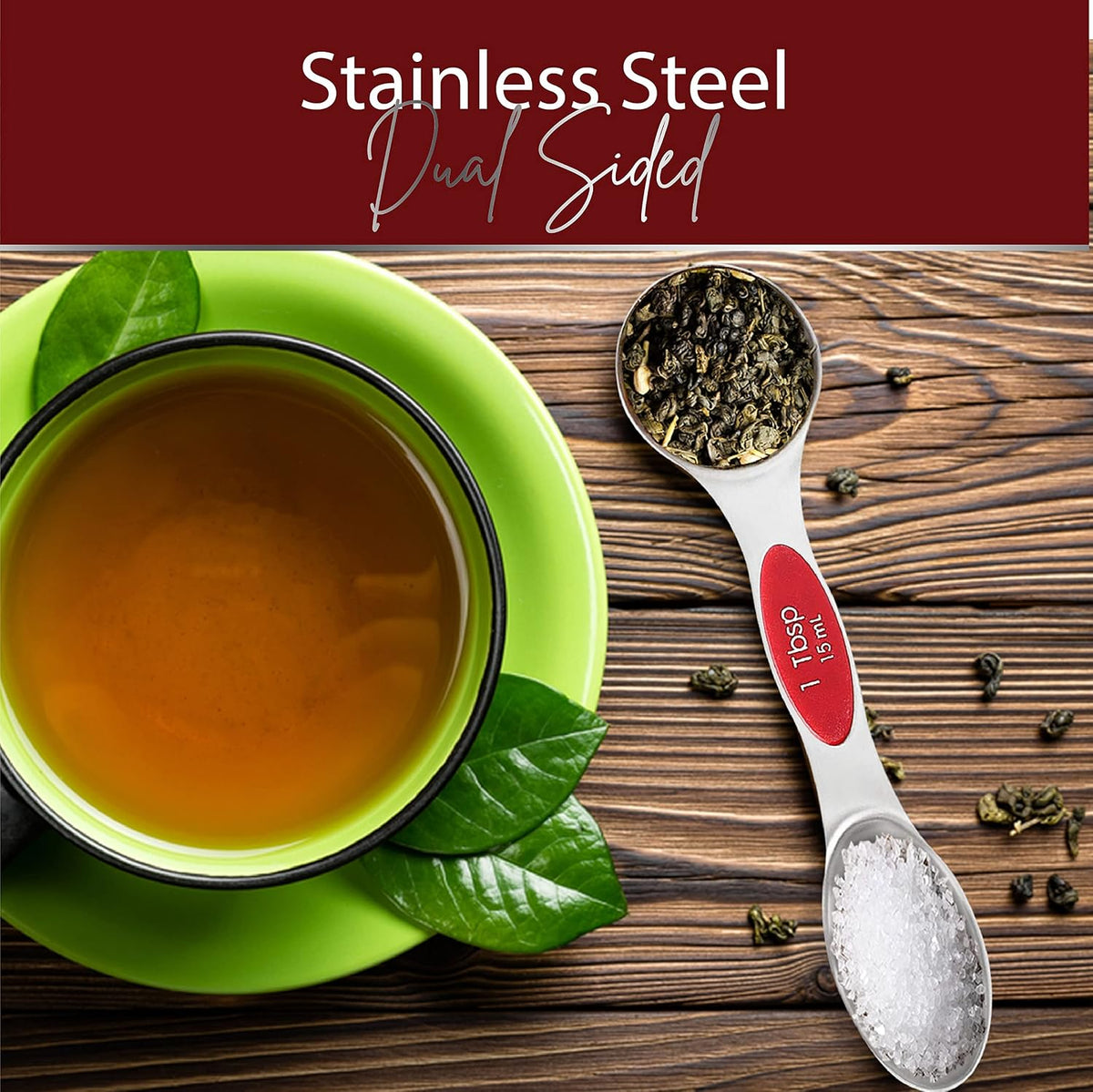 Stainless Steel Magnetic Measuring Spoons Set – 9 Pieces Dual-Sided Stackable Magnetic Teaspoons and Tablespoons for Dry & Liquid Ingredients – Kitchen Gadgets for Baking & Cooking – Black
