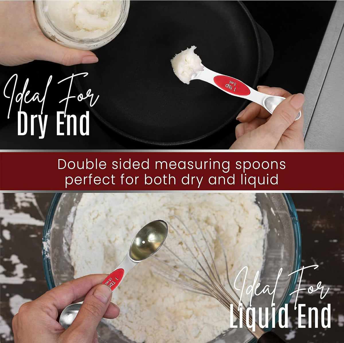 Stainless Steel Magnetic Measuring Spoons Set – 9 Pieces Dual-Sided Stackable Magnetic Teaspoons and Tablespoons for Dry & Liquid Ingredients – Kitchen Gadgets for Baking & Cooking – Black