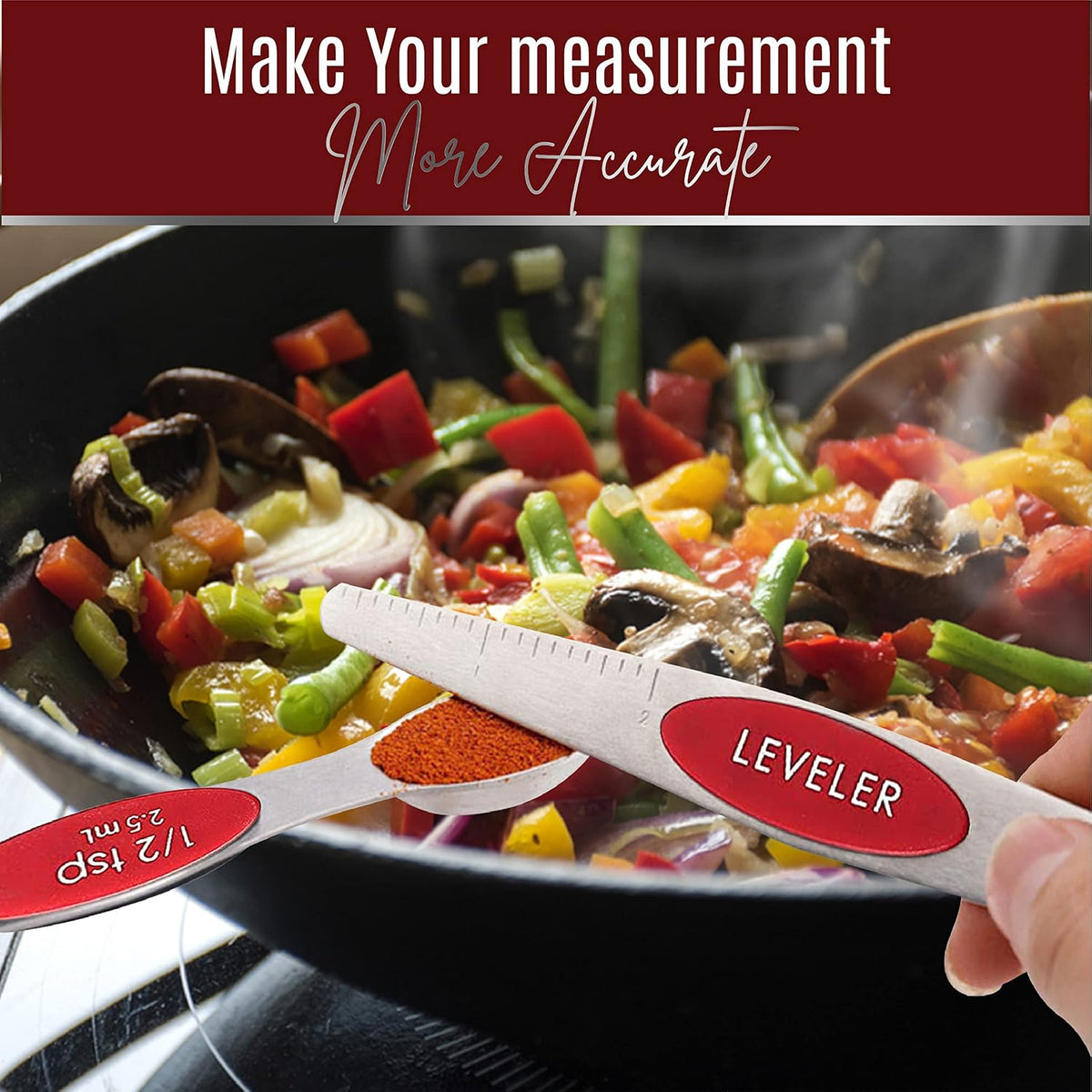 Stainless Steel Magnetic Measuring Spoons Set – 9 Pieces Dual-Sided Stackable Magnetic Teaspoons and Tablespoons for Dry & Liquid Ingredients – Kitchen Gadgets for Baking & Cooking – Black