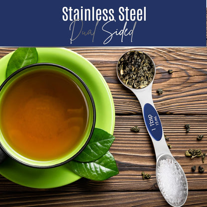 Stainless Steel Magnetic Measuring Spoons Set – 9 Pieces Dual-Sided Stackable Magnetic Teaspoons and Tablespoons for Dry & Liquid Ingredients – Kitchen Gadgets for Baking & Cooking – Black