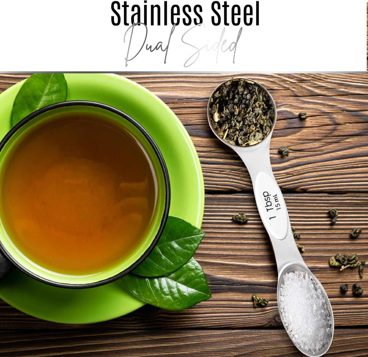 Stainless Steel Magnetic Measuring Spoons Set – 9 Pieces Dual-Sided Stackable Magnetic Teaspoons and Tablespoons for Dry & Liquid Ingredients – Kitchen Gadgets for Baking & Cooking – Black
