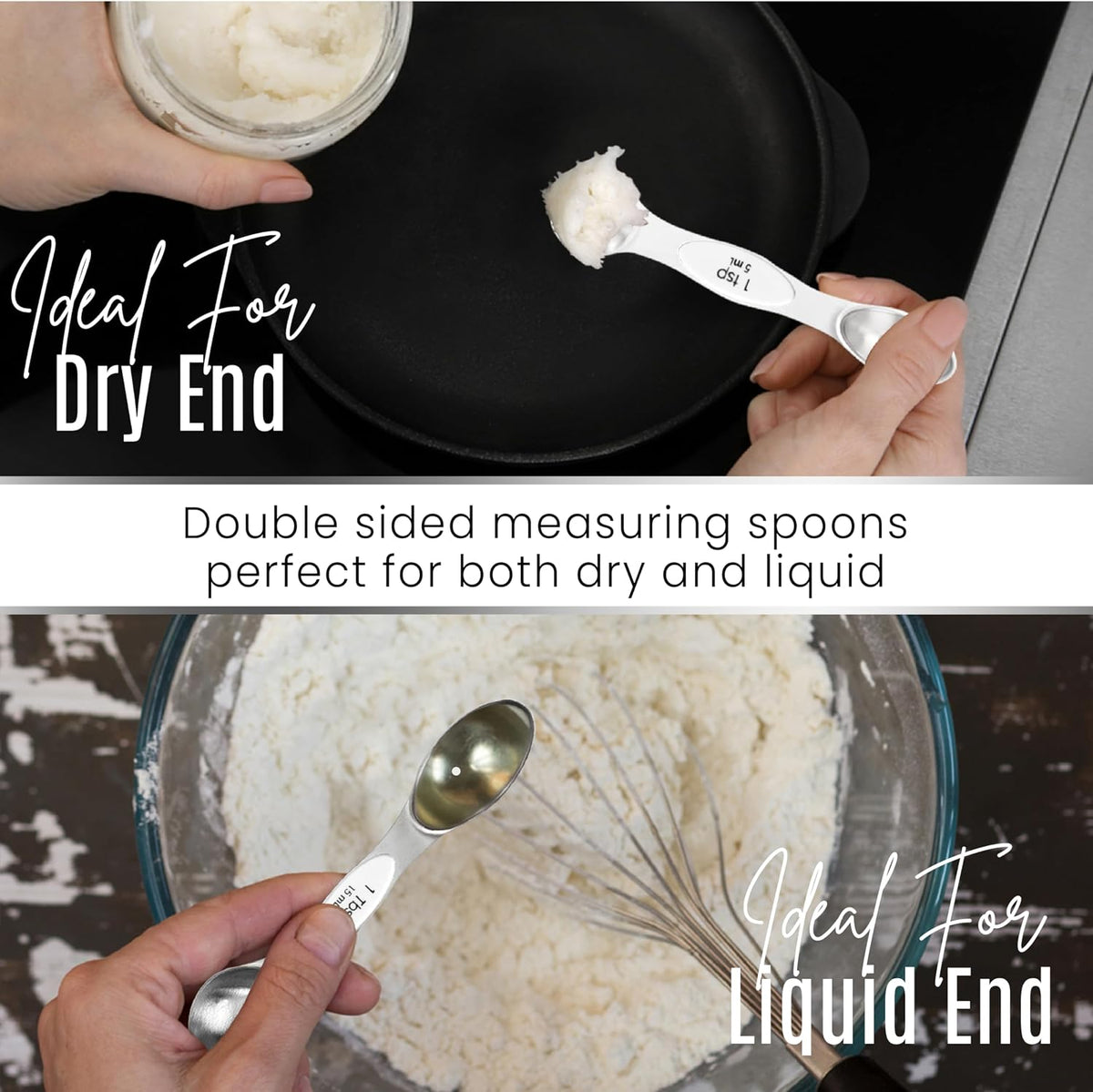 Stainless Steel Magnetic Measuring Spoons Set – 9 Pieces Dual-Sided Stackable Magnetic Teaspoons and Tablespoons for Dry & Liquid Ingredients – Kitchen Gadgets for Baking & Cooking – Black