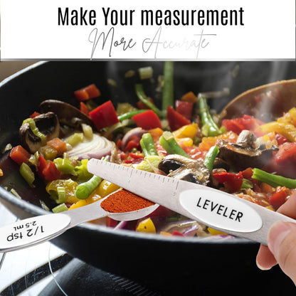 Stainless Steel Magnetic Measuring Spoons Set – 9 Pieces Dual-Sided Stackable Magnetic Teaspoons and Tablespoons for Dry & Liquid Ingredients – Kitchen Gadgets for Baking & Cooking – Black