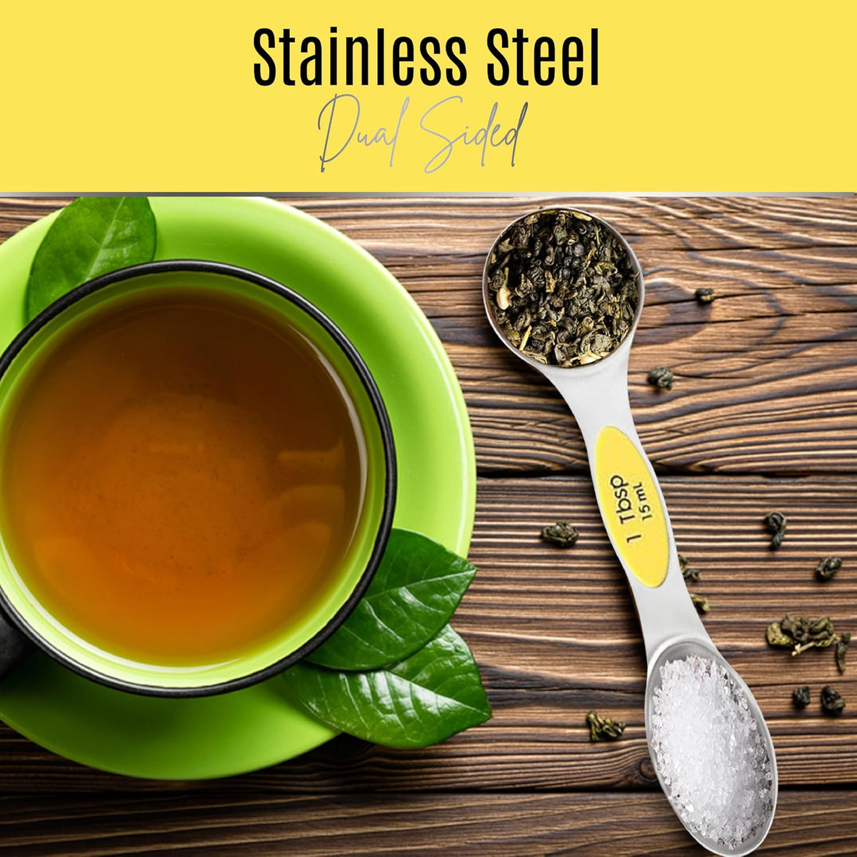 Stainless Steel Magnetic Measuring Spoons Set – 9 Pieces Dual-Sided Stackable Magnetic Teaspoons and Tablespoons for Dry & Liquid Ingredients – Kitchen Gadgets for Baking & Cooking – Black