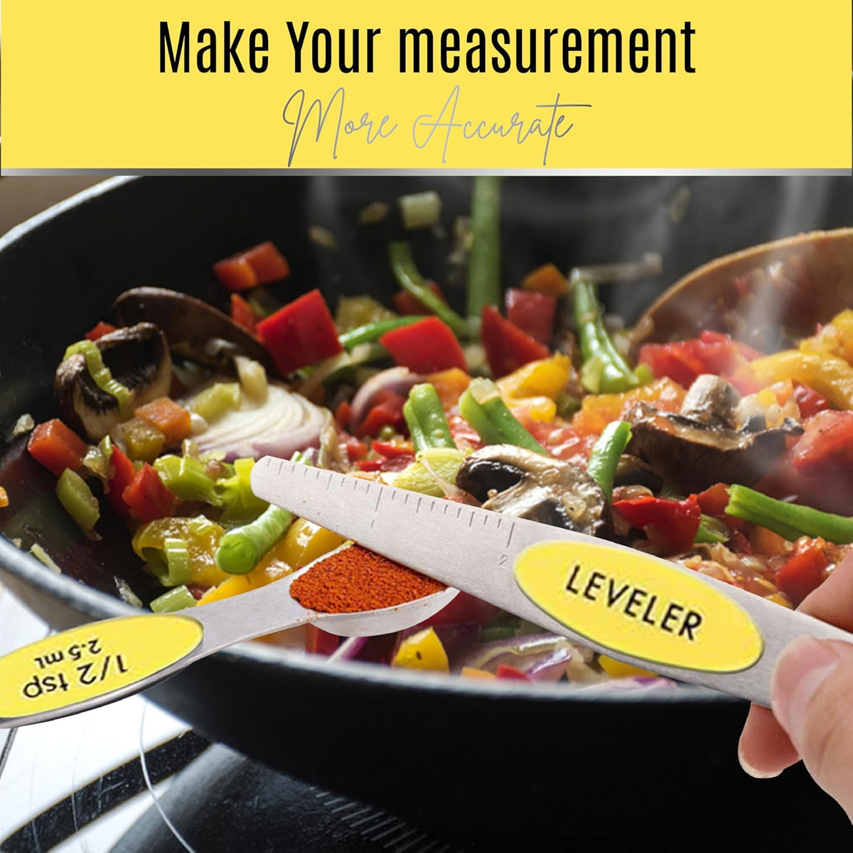 Stainless Steel Magnetic Measuring Spoons Set – 9 Pieces Dual-Sided Stackable Magnetic Teaspoons and Tablespoons for Dry & Liquid Ingredients – Kitchen Gadgets for Baking & Cooking – Black
