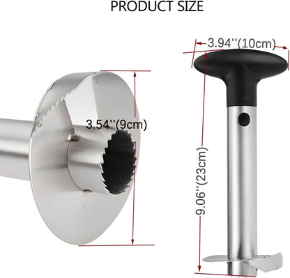 Pineapple Corer Stainless Steel Pineapple Corer Slicer Manual Pineapple Core Remover Cutter with Serrated Tips Black