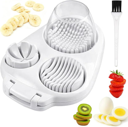 Egg Cutter, 3 in 1 Multipurpose Cheese Cutter and Butter Cutter with Cleaning Brush, Kitchen Cutter for Hard Boiled Eggs and Strawberries, Fruit Cutter For Egg Strawberry Mushroom