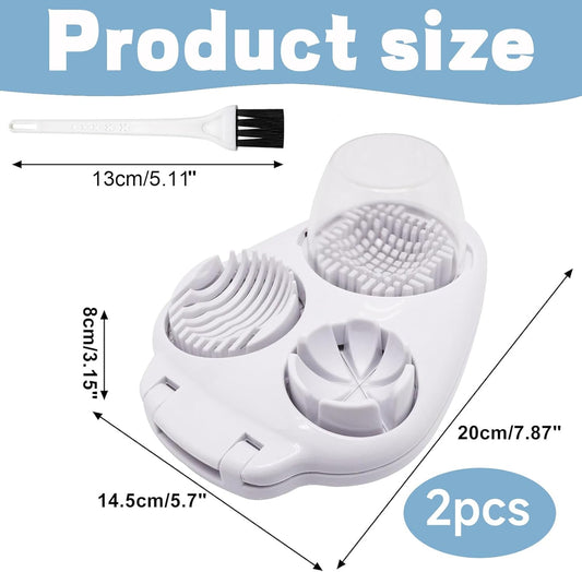Egg Cutter, 3 in 1 Multipurpose Cheese Cutter and Butter Cutter with Cleaning Brush, Kitchen Cutter for Hard Boiled Eggs and Strawberries, Fruit Cutter For Egg Strawberry Mushroom