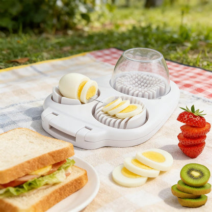 Egg Cutter, 3 in 1 Multipurpose Cheese Cutter and Butter Cutter with Cleaning Brush, Kitchen Cutter for Hard Boiled Eggs and Strawberries, Fruit Cutter For Egg Strawberry Mushroom
