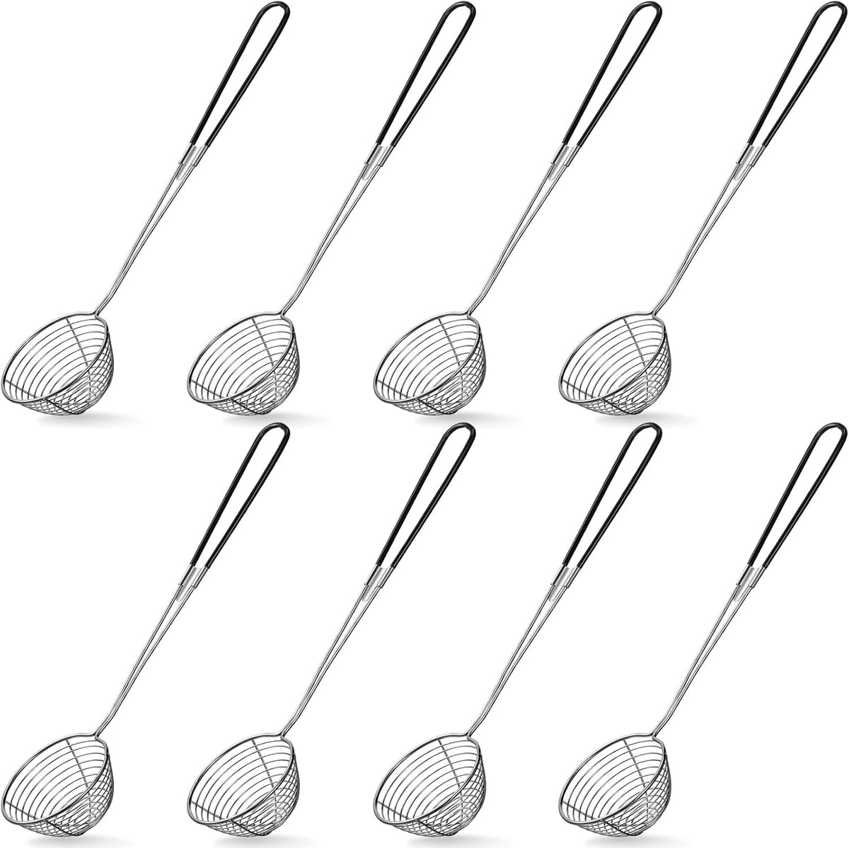 6 Pcs Hot Pot Kit Mini Stainless Steel Strainer Scoop, Black