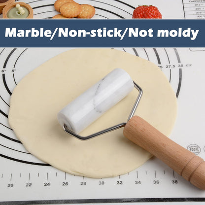 Small Marble Rolling Pin Pizza Roller, Marble Dough Roller Non-Stick T-Type, For Cake Baking Tortilla Fudge Pizza Cookies and Other Kitchen Baking Cooking (Type 2 White).