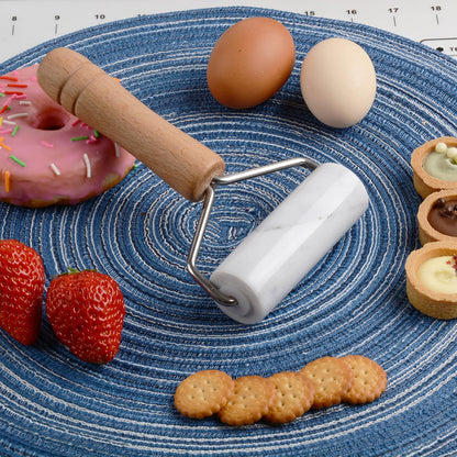 Small Marble Rolling Pin Pizza Roller, Marble Dough Roller Non-Stick T-Type, For Cake Baking Tortilla Fudge Pizza Cookies and Other Kitchen Baking Cooking (Type 2 White).