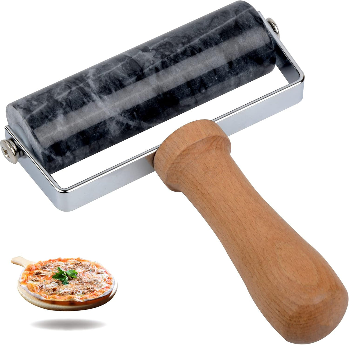 Small Marble Rolling Pin Pizza Roller, Marble Dough Roller Non-Stick T-Type, For Cake Baking Tortilla Fudge Pizza Cookies and Other Kitchen Baking Cooking (Type 2 White).