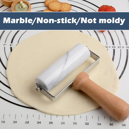 Small Marble Rolling Pin Pizza Roller, Marble Dough Roller Non-Stick T-Type, For Cake Baking Tortilla Fudge Pizza Cookies and Other Kitchen Baking Cooking (Type 2 White).