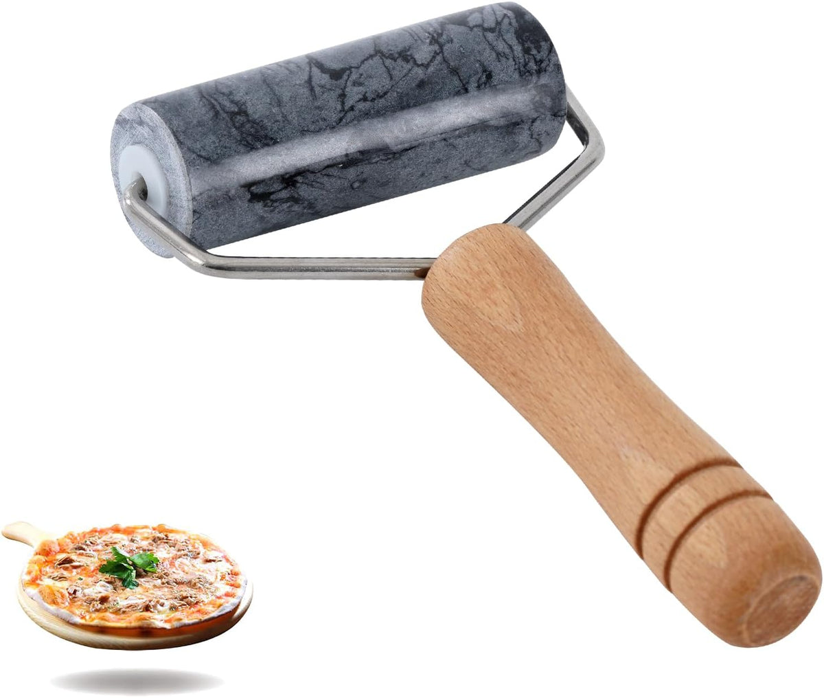 Small Marble Rolling Pin Pizza Roller, Marble Dough Roller Non-Stick T-Type, For Cake Baking Tortilla Fudge Pizza Cookies and Other Kitchen Baking Cooking (Type 2 White).