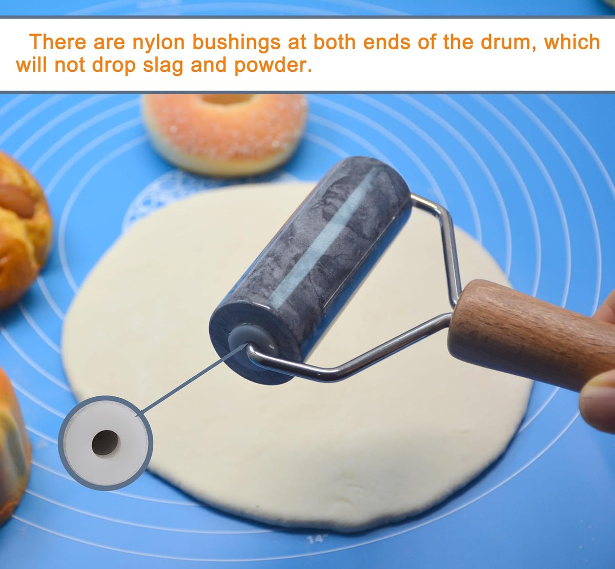 Small Marble Rolling Pin Pizza Roller, Marble Dough Roller Non-Stick T-Type, For Cake Baking Tortilla Fudge Pizza Cookies and Other Kitchen Baking Cooking (Type 2 White).