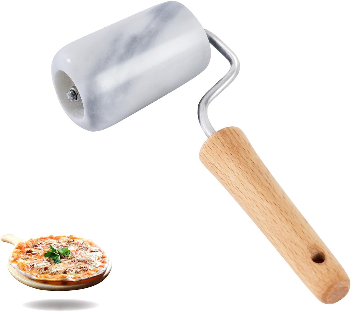 Small Marble Rolling Pin Pizza Roller, Marble Dough Roller Non-Stick T-Type, For Cake Baking Tortilla Fudge Pizza Cookies and Other Kitchen Baking Cooking (Type 2 White).