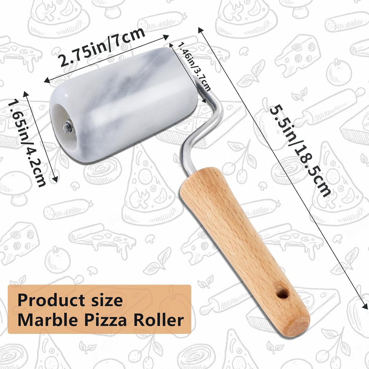 Small Marble Rolling Pin Pizza Roller, Marble Dough Roller Non-Stick T-Type, For Cake Baking Tortilla Fudge Pizza Cookies and Other Kitchen Baking Cooking (Type 2 White).