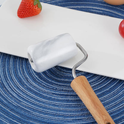 Small Marble Rolling Pin Pizza Roller, Marble Dough Roller Non-Stick T-Type, For Cake Baking Tortilla Fudge Pizza Cookies and Other Kitchen Baking Cooking (Type 2 White).
