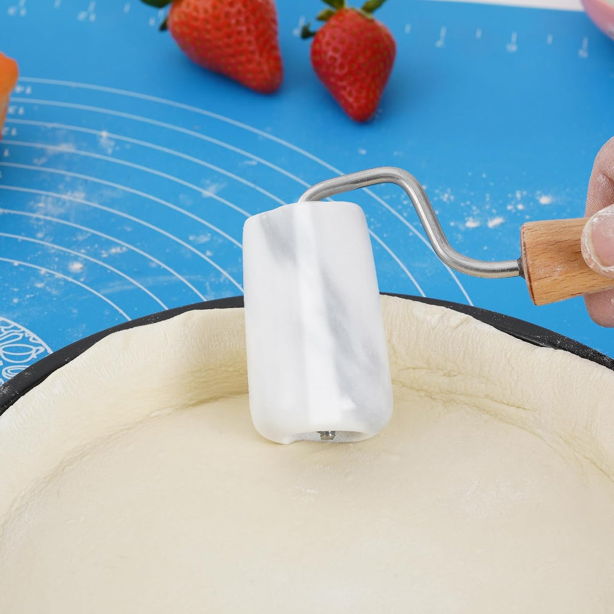 Small Marble Rolling Pin Pizza Roller, Marble Dough Roller Non-Stick T-Type, For Cake Baking Tortilla Fudge Pizza Cookies and Other Kitchen Baking Cooking (Type 2 White).