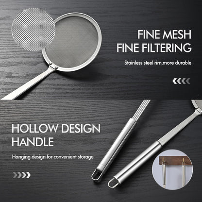 5.3 Inch Spider Strainer With Mesh Fatsoff Soup Scoop,Slotted Spoon For Cooking,Fat Skimmer Spoon For Kitchen Fryer Basket