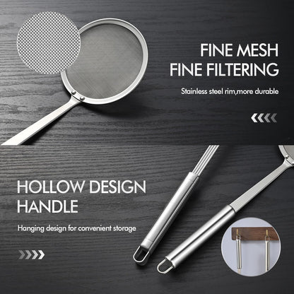 5.3 Inch Spider Strainer With Mesh Fatsoff Soup Scoop,Slotted Spoon For Cooking,Fat Skimmer Spoon For Kitchen Fryer Basket
