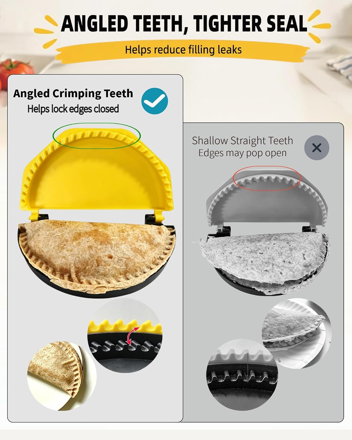 4-Size Nesting Tortilla Sealer Crimper for Flour Tortillas | BPA-Free PP, Microwave & Dishwasher Safe, 25mm Eject Hole, 4/6/8/10 Inch Sizes, Stackable Storage, for Quesadillas Burritos