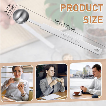 3 Pcs Teaspoons Measuring Spoon, Long Handle Measuring Spoons 5ml | Stainless Steel Measure Spoons, Tablespoon & Coffee Scoop for Accurate Measure Liquid or Dry Ingredients, for Cooking Baking