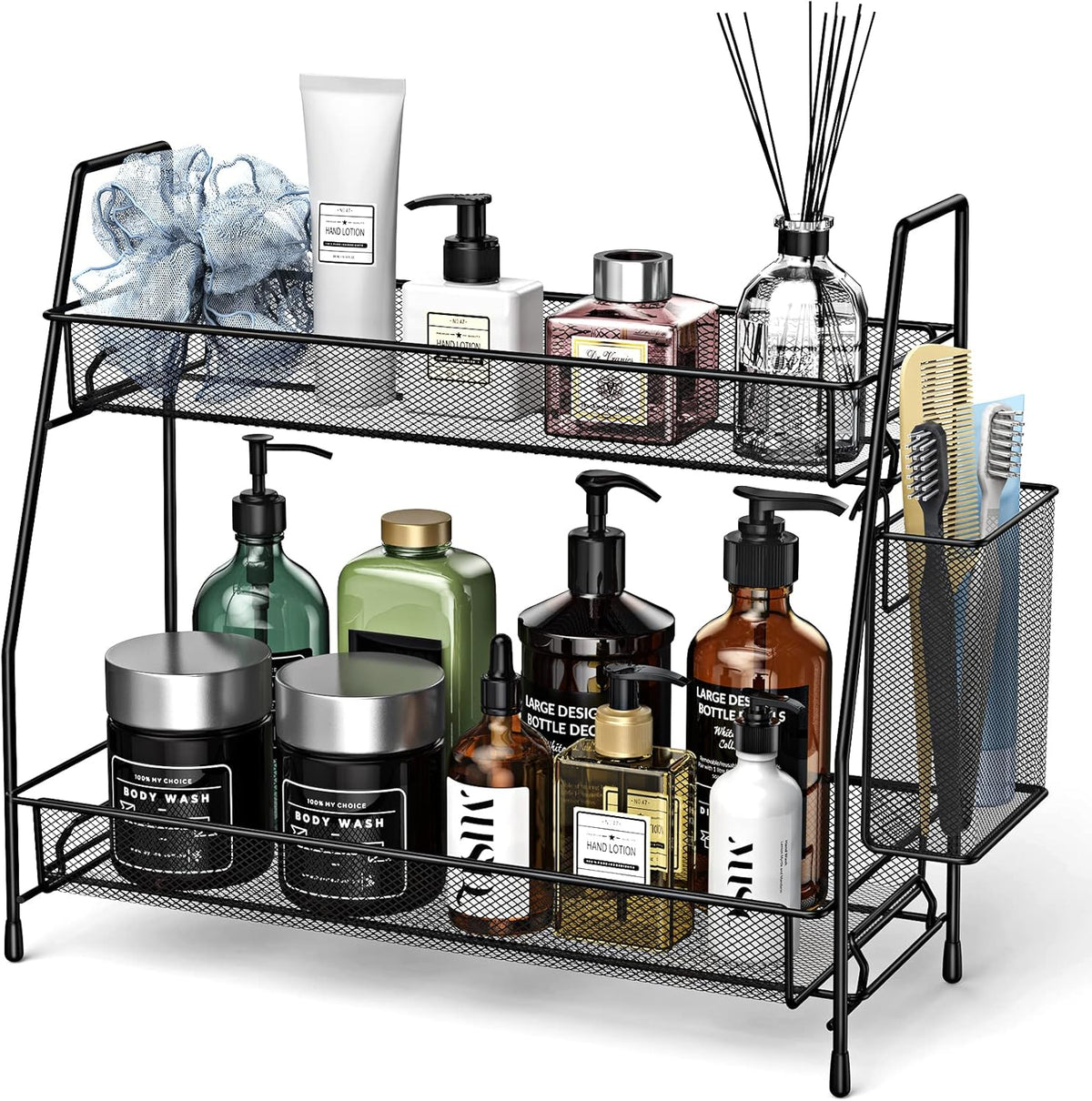 Spice Rack Organizer for Cabinet, Bathroom Organizer Countertop, Bathroom Counter Organizer, Kitchen Countertop Organizer, Bathroom Vanity Organizer | Bathroom Organizer Countertop,Vanity Organizer Corner Shelf Sink,Kitchen,Bedroom,Living room,Office