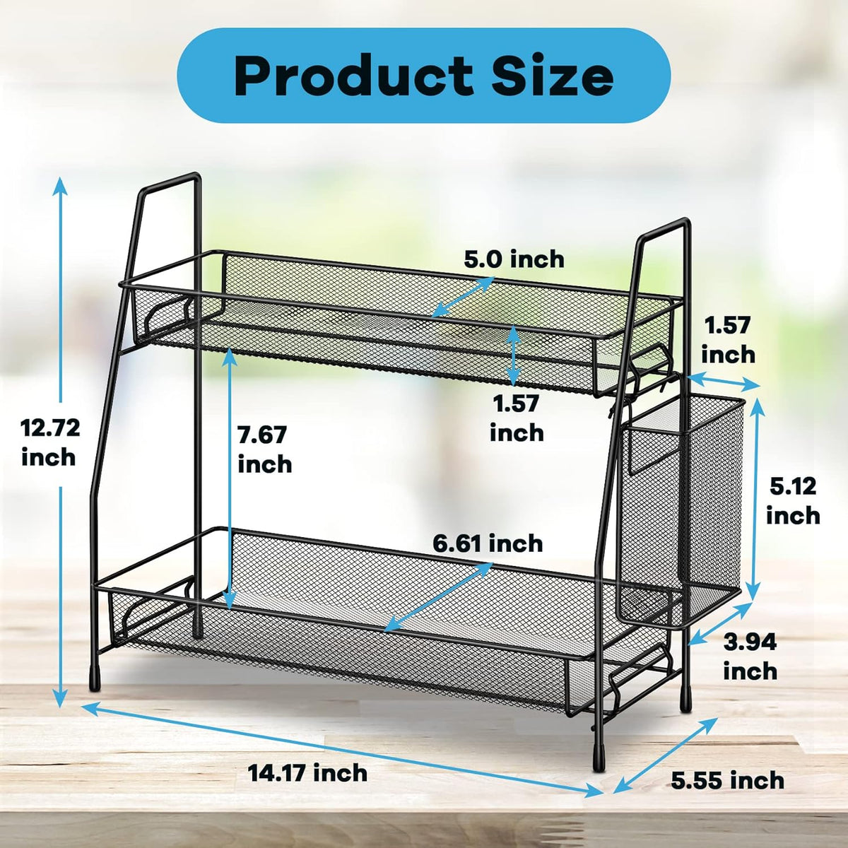 Spice Rack Organizer for Cabinet, Bathroom Organizer Countertop, Bathroom Counter Organizer, Kitchen Countertop Organizer, Bathroom Vanity Organizer | Bathroom Organizer Countertop,Vanity Organizer Corner Shelf Sink,Kitchen,Bedroom,Living room,Office